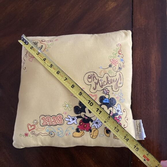 Walt Disney World Resort Oh Boy Mickey & Minnie Mouse Throw Pillow Yellow 11" - Picture 16 of 16